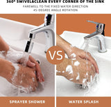 Kitchen Sink Faucet Aerator Solid Brass - Big Angle Swivel Faucet Aerator Dual-Function 2 Sprayer Kitchen Faucet Attachment Swivel Sprayer- 360-Degree Swivel - Polished Chrome/ 1.8GPM