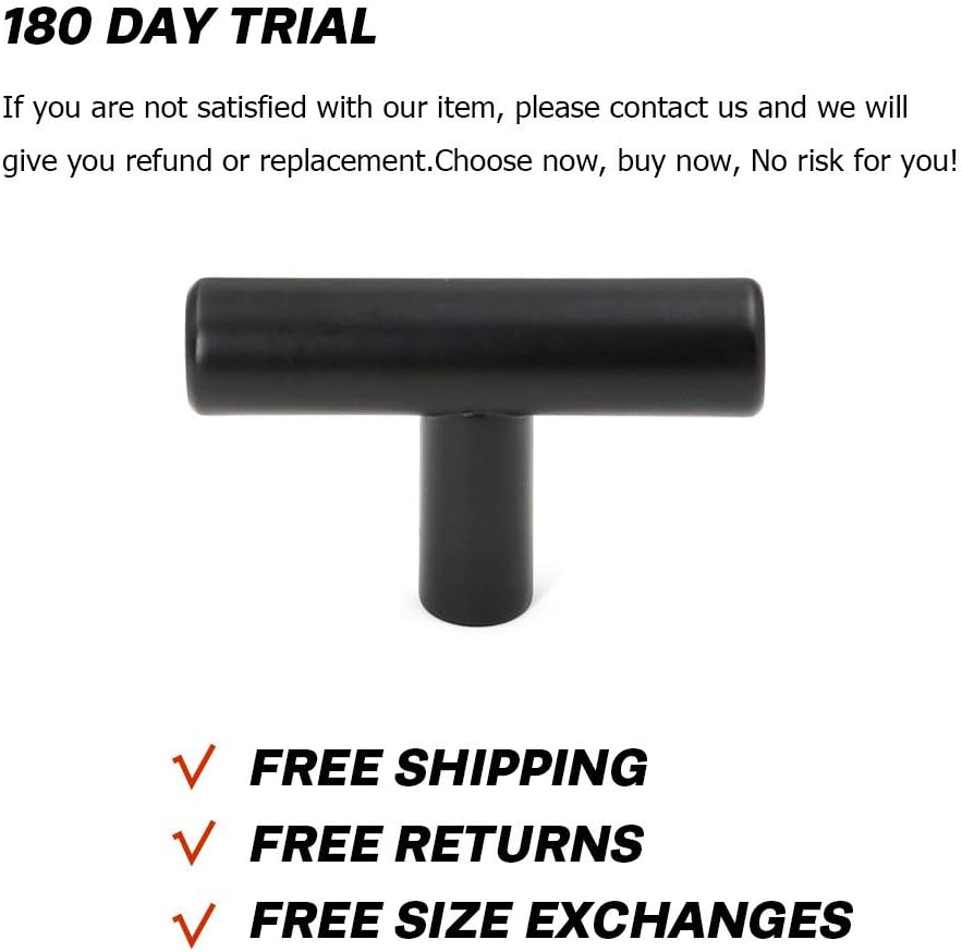 (50 Pack) Cabinet Knob Black Stainless Steel Drawer Knobs - HD201BK Matte Black Kitchen Cabinet Hardware