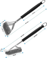 2 Pack BBQ Grill Brush, 18 inch BBQ Accessories, BBQ Cleaning Brush Safe Bristle Free BBQ Brush,100% Rust-Proof Stainless Steel- BBQ Grill Cleaner for Gas, Charcoal, Smoker, Porcelain, Infrared Grill