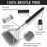 2 Pack BBQ Grill Brush, 18 inch BBQ Accessories, BBQ Cleaning Brush Safe Bristle Free BBQ Brush,100% Rust-Proof Stainless Steel- BBQ Grill Cleaner for Gas, Charcoal, Smoker, Porcelain, Infrared Grill