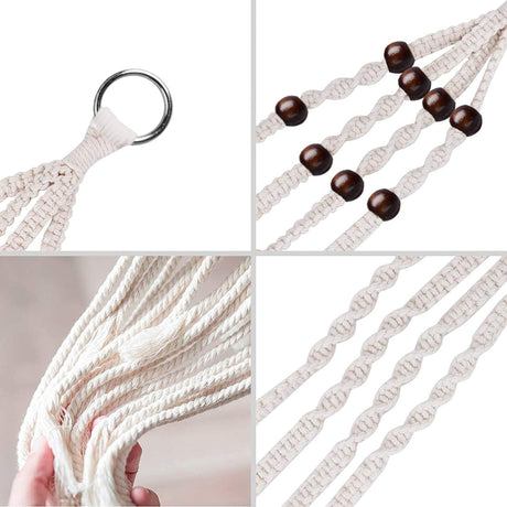 Macrame Plant Hangers 2 Pack, Handmade Natural Cotton Rope Hanging Planters for Indoor Plants, Odorless Not-Rotten Durable for Hanging Planter Indoor Outdoor Garden Patio Balcony Ceiling Decorations