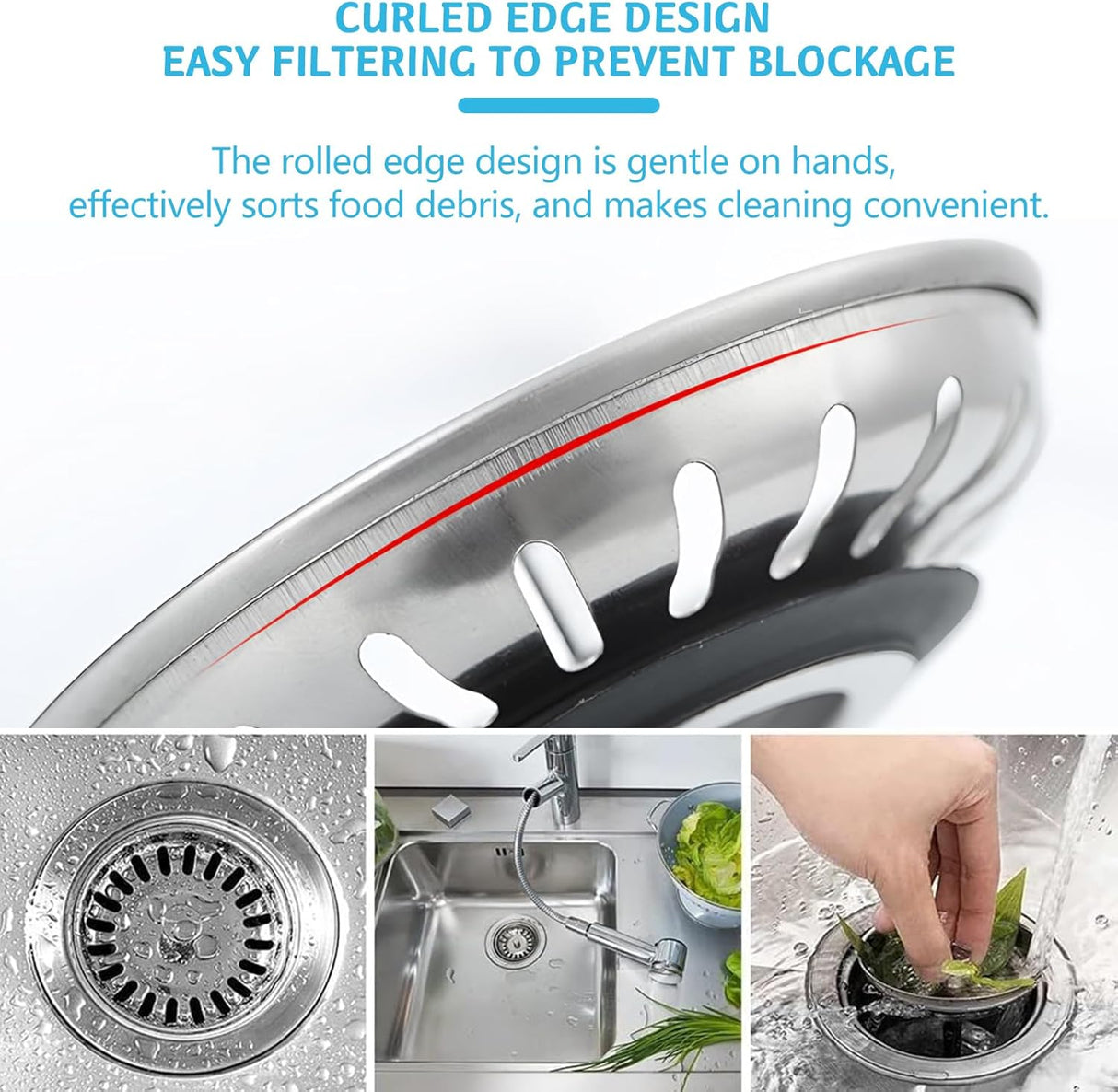 2 Pack Kitchen Sink Strainer, Stainless Steel Sink Drain Stopper, 3.15 Inch/8cm Sink Plug