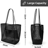 Oversized Beach Tote Bag, Semi Mesh Tote Bag Foldable MAX 35L Laundry Tote Bag For Beach Picnic Laundry Vacation