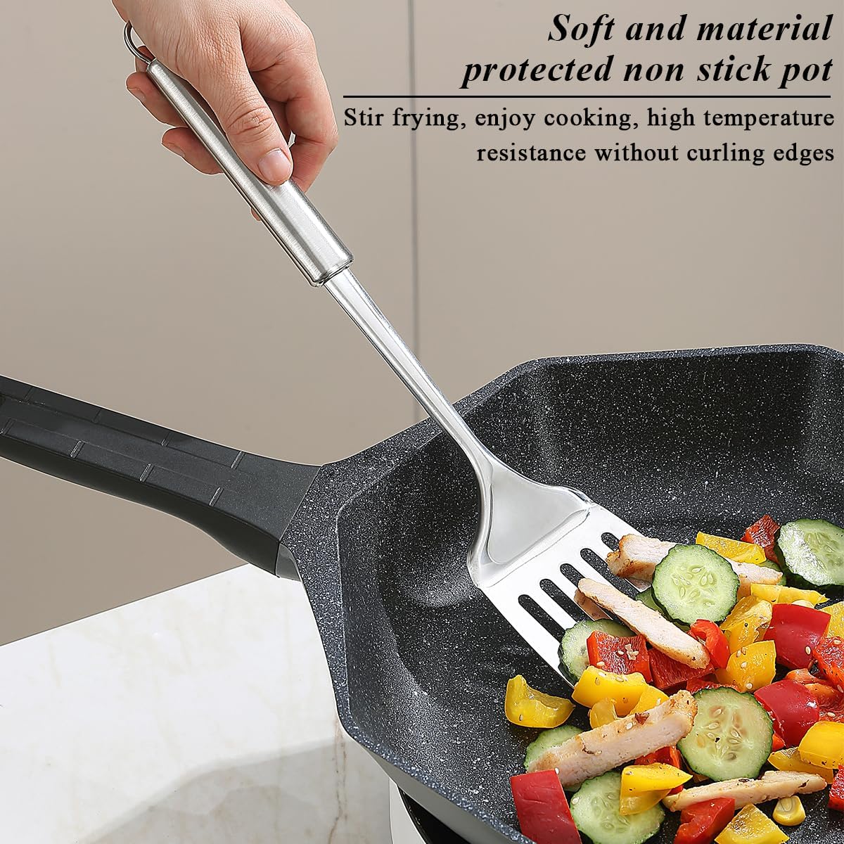 Stainless Steel Spatulas Set,  Silver Slotted Turner, Solid Turner, Heavy Duty Sturdy Kitchen Spatula High Heat Resistant, Ideal Cookware for Fish,Eggs,Pancakes, Dishwasher Safe, Easy to Clean