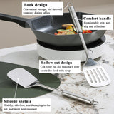Stainless Steel Spatulas Set,  Silver Slotted Turner, Solid Turner, Heavy Duty Sturdy Kitchen Spatula High Heat Resistant, Ideal Cookware for Fish,Eggs,Pancakes, Dishwasher Safe, Easy to Clean