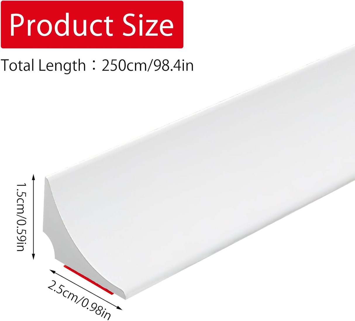 98 Inch Water Barrier for Sink,Silicone Shower Water Barrier Threshold Water Dam Self Adhesive Sealant Strip Bottom Seal Strip Corner Shower Water Guard for Bathroom Floor Bathtub Kitchen Countertop