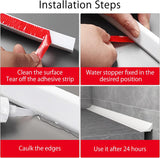 98 Inch Water Barrier for Sink,Silicone Shower Water Barrier Threshold Water Dam Self Adhesive Sealant Strip Bottom Seal Strip Corner Shower Water Guard for Bathroom Floor Bathtub Kitchen Countertop