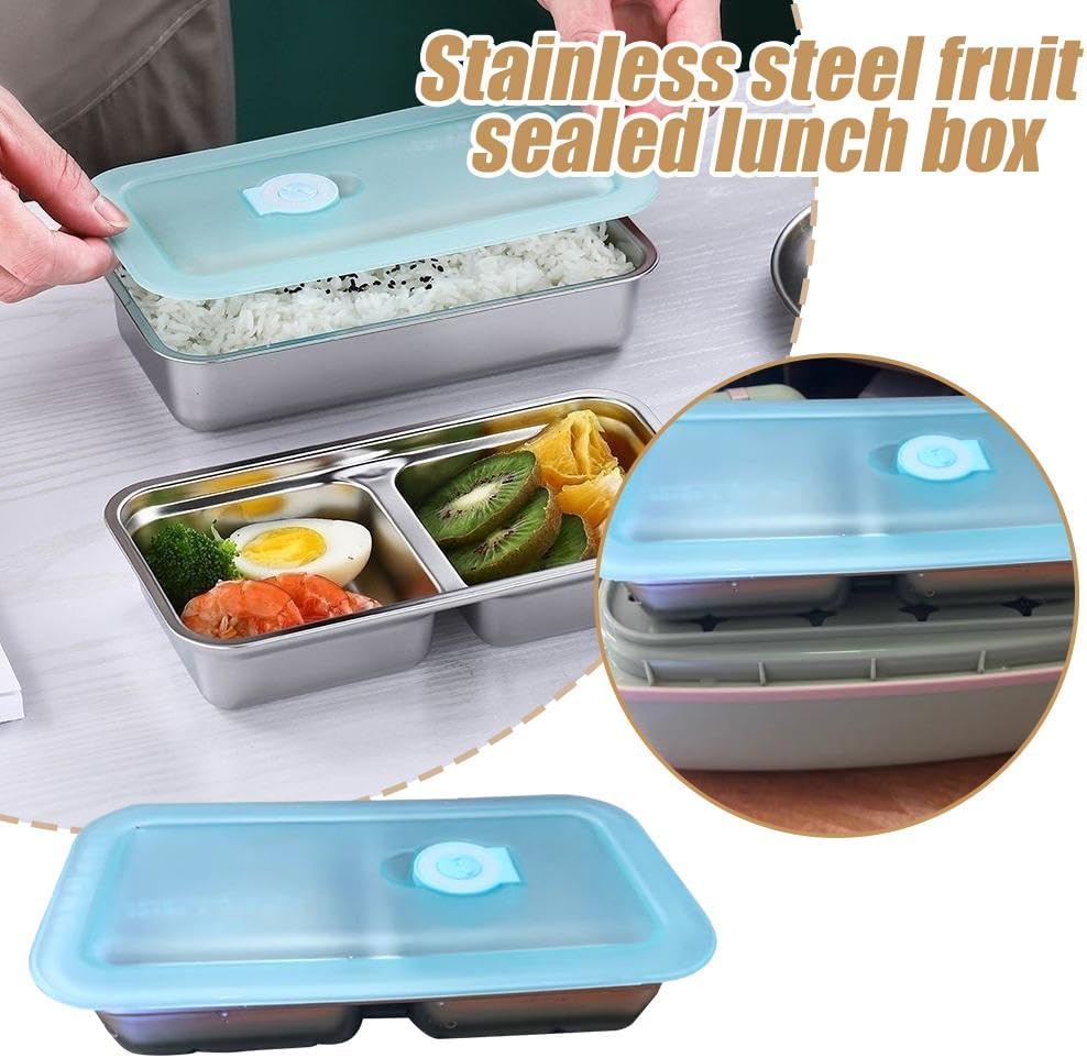 Grab and Go Snack Containers – Reusable Stainless Steel Double Compartment Containers with Lids, Stainless Steel Snack Containers, Snacks Dips for Snacks, Dips, Takeout, Travel