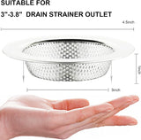 Kitchen Sink Strainer Stainless Steel,  Kitchen Sink Drain Strainer, Sink Strainers for Kitchen Sinks with Large Wide Rim 4.5" Diameter (2 Pack)