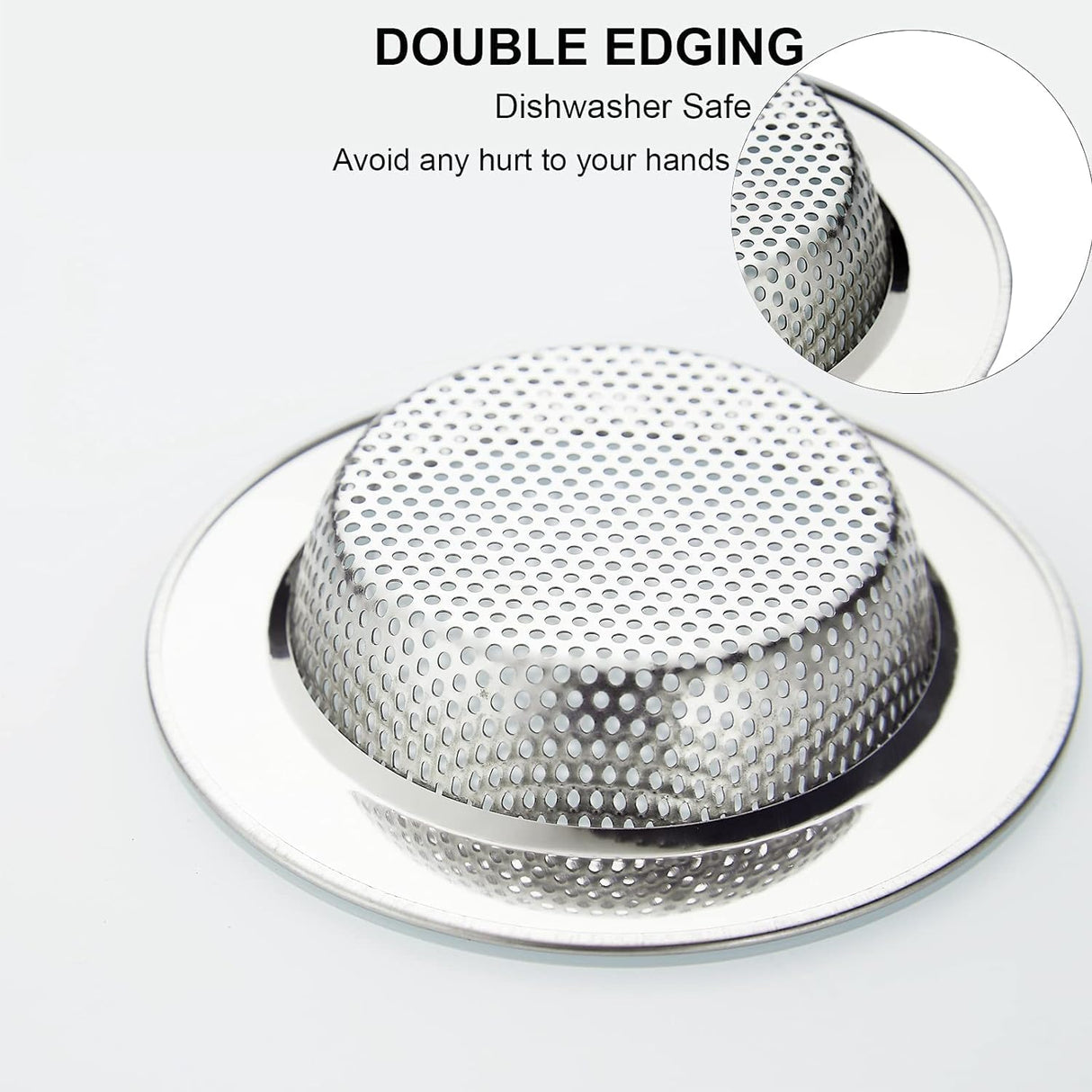 Kitchen Sink Strainer Stainless Steel,  Kitchen Sink Drain Strainer, Sink Strainers for Kitchen Sinks with Large Wide Rim 4.5" Diameter (2 Pack)