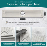 Faucet Mat for Kitchen Sink - 24'' Long Diatomite Fast Drying Stone Sink Tray, Super Absorbent, Prevents Moisture Buildup - Faucet Splash Guard for Bathroom Counter (Light Grey)