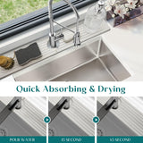 Faucet Mat for Kitchen Sink - 24'' Long Diatomite Fast Drying Stone Sink Tray, Super Absorbent, Prevents Moisture Buildup - Faucet Splash Guard for Bathroom Counter (Light Grey)