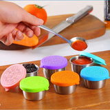 6Pcs Salad Dressing Container Sets,Reusable Salad Container Small Containers with Lids for Lunch Stainless Steel Condiment Cup Leakproof Dipping Sauce Cups 1.7 oz Small Containers for Picnic Travel