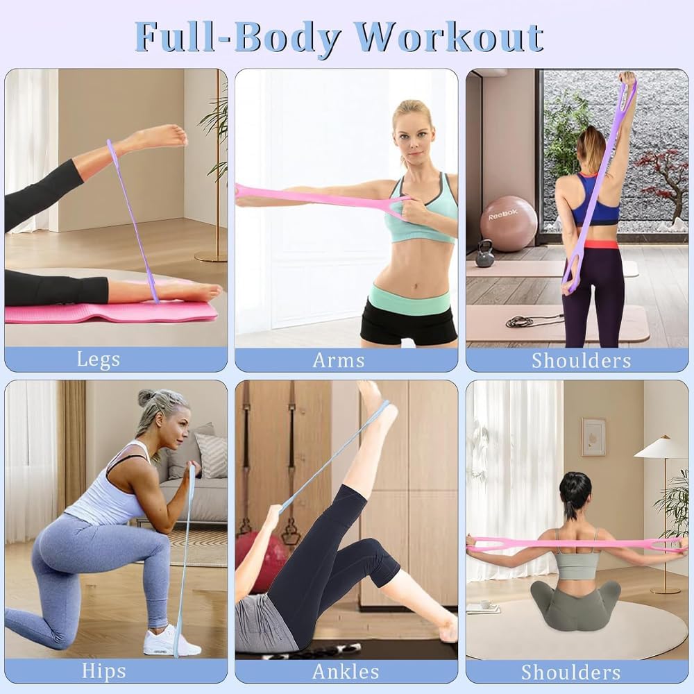 3 Pack Figure 8 Fitness Resistance Band, Elastic Bands for Working Out,Arm|Back|Chest Training Exercise Bands, Exercise Equipment for Yoga, Pilates,Physical Therapy