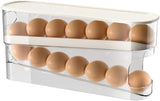 Egg Storage for Fridge, Space-Saving Rolling Eggs Dispenser for Refrigerator Storage, Made of Sturdy, Clear PTE Material, Holds 12 Large Eggs
