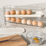 Egg Storage for Fridge, Space-Saving Rolling Eggs Dispenser for Refrigerator Storage, Made of Sturdy, Clear PTE Material, Holds 12 Large Eggs
