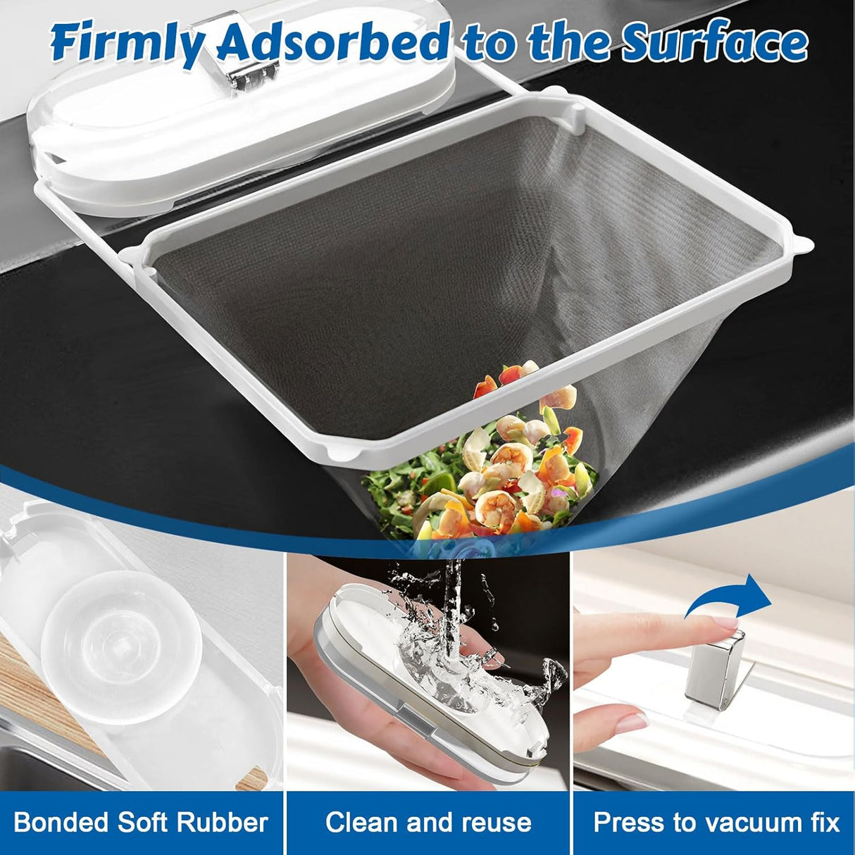 Kitchen Sink Strainer with Net 100Pcs, Large Opening Sink Strainer Rack, Foldable Rag Rack, Strong Load-Bearing Kitchen Food Catcher Filter, for Kitchen Sink Leftover Garbage Food