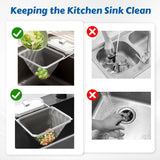 Kitchen Sink Strainer with Net 100Pcs, Large Opening Sink Strainer Rack, Foldable Rag Rack, Strong Load-Bearing Kitchen Food Catcher Filter, for Kitchen Sink Leftover Garbage Food