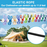 Retractable Travel Clothesline - Glow in The Dark Portable Clothes Line - 7.5ft/2.2m Camping Clotheslines for Outside, Hotel Room or Cruise - Laundry Line, Clothes Drying Line, Clothing Line Outdoor