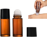 2Pcs Brown 50ml Glass Essential Oil Roller Bottles,Large Empty Roller Bottles Refillable,Deodorant Bottle Containers Rollerball for Fragrance Refillable Containers Accessories