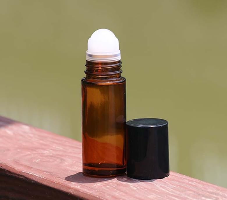 2Pcs Brown 50ml Glass Essential Oil Roller Bottles,Large Empty Roller Bottles Refillable,Deodorant Bottle Containers Rollerball for Fragrance Refillable Containers Accessories
