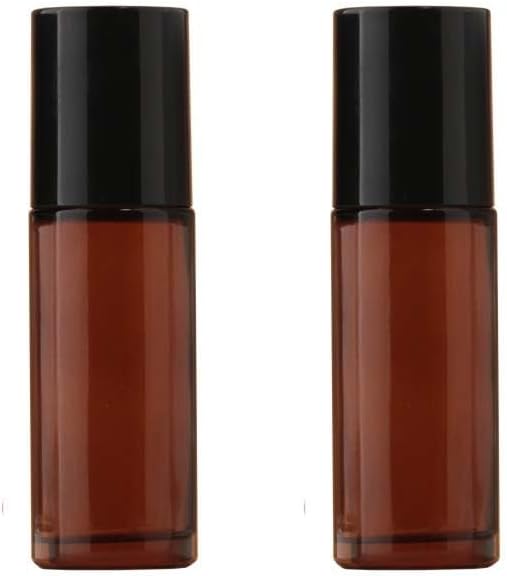 2Pcs Brown 50ml Glass Essential Oil Roller Bottles,Large Empty Roller Bottles Refillable,Deodorant Bottle Containers Rollerball for Fragrance Refillable Containers Accessories