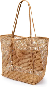 Oversized Beach Tote Bag, Semi Mesh Tote Bag Foldable MAX 35L Laundry Tote Bag For Beach Picnic Laundry Vacation