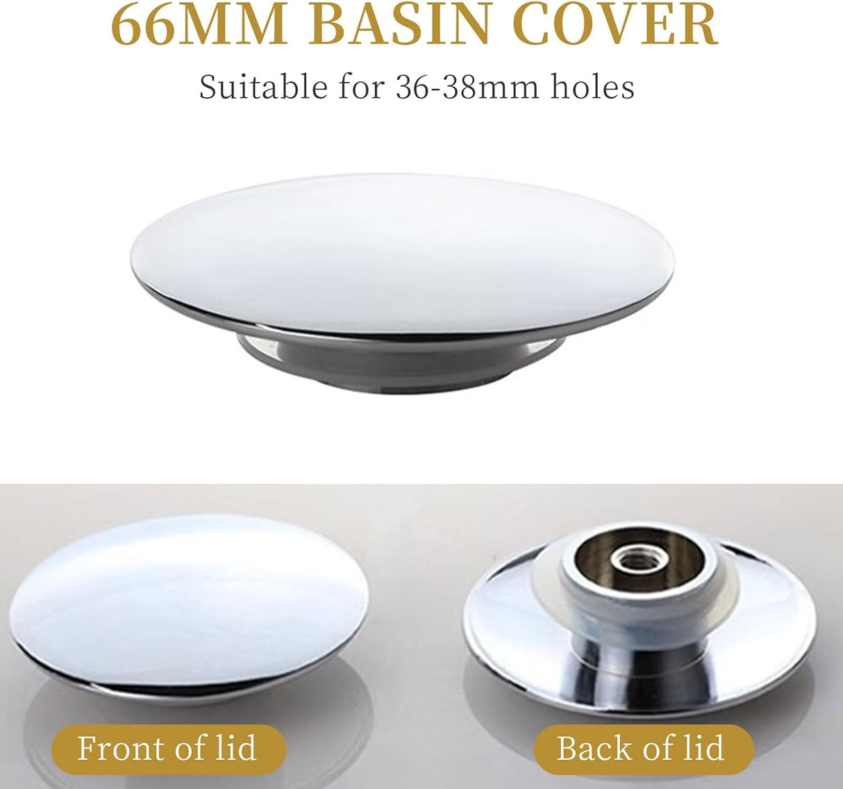 2 Pcs Bathroom Pop Up Sink Drain Stopper 66 mm Bathroom Sink Stopper, Pop-Up Click Clack Plug, Solid Brass Chrome Plated Plug, Suitable for Kitchen Bathroom Wash Basin