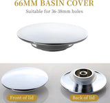 2 Pcs Bathroom Pop Up Sink Drain Stopper 66 mm Bathroom Sink Stopper, Pop-Up Click Clack Plug, Solid Brass Chrome Plated Plug, Suitable for Kitchen Bathroom Wash Basin