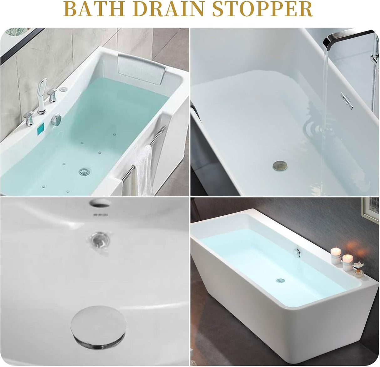 2 Pcs Bathroom Pop Up Sink Drain Stopper 66 mm Bathroom Sink Stopper, Pop-Up Click Clack Plug, Solid Brass Chrome Plated Plug, Suitable for Kitchen Bathroom Wash Basin