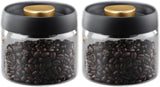 Airtight Borosilicate Glass Coffee Bean Storage Container with Vacuum Sealed Lid, 2pcs Food Storage Jars for Dry Goods, Coffee Bar Necessity