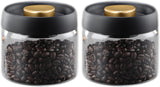 Airtight Borosilicate Glass Coffee Bean Storage Container with Vacuum Sealed Lid, 2pcs Food Storage Jars for Dry Goods, Coffee Bar Necessity