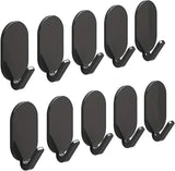 Heavy-Duty Adhesive Wall Hooks, 10-Pack - No-Drill, Damage-Free Installation for Multi-Purpose Use in Bathroom, Kitchen & More - Strong Hold, Black