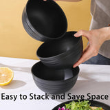 Unbreakable Wheat Straw Cereal Bowls Set of 6, 24 oz Microwave and Dishwasher Safe Lightweight Soup and Salad Bowl Sets, Reusable Dessert Bowls for Rice, Pasta, Snack, Fruit, BPA Free (Black)