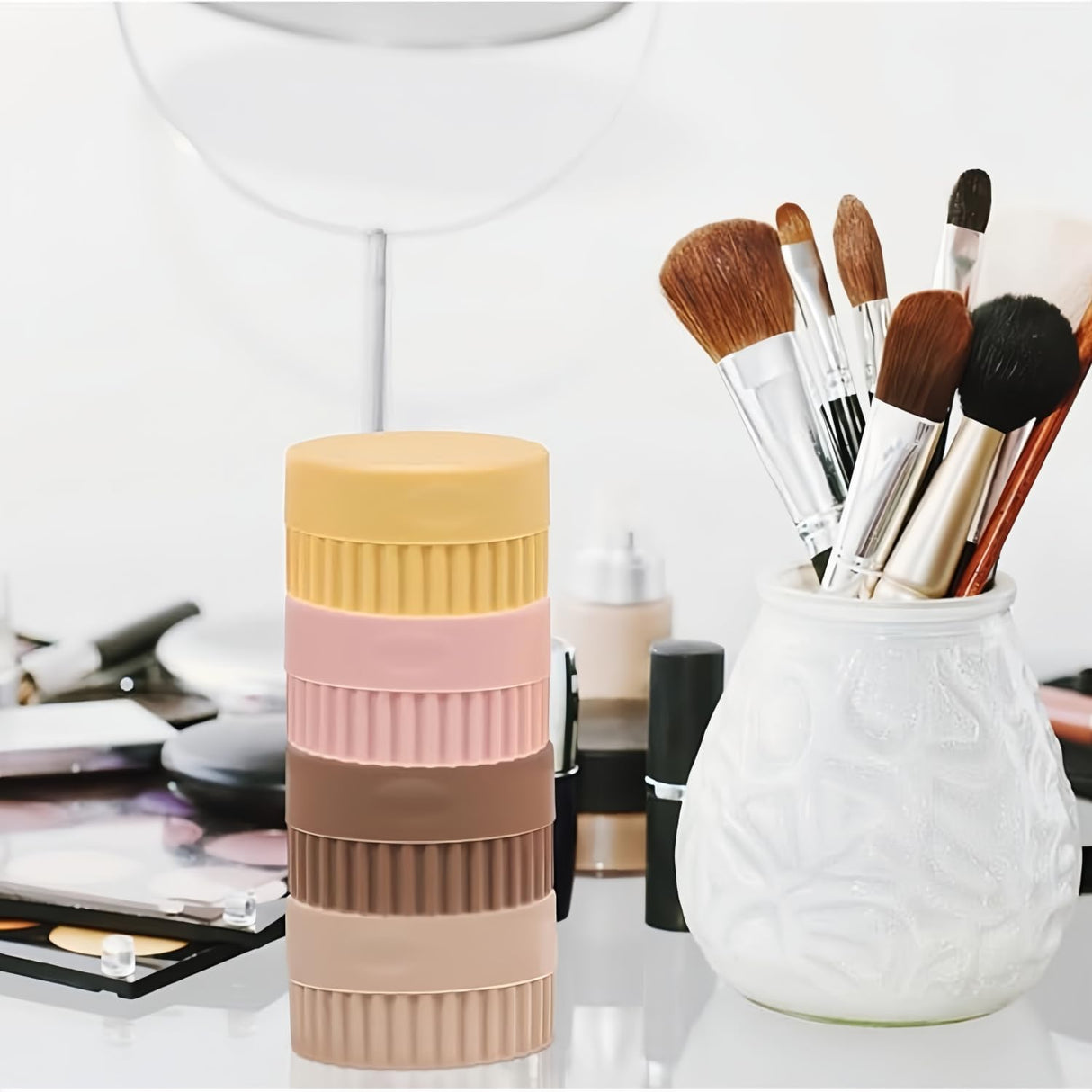 Travel Size Containers, Silicone Travel Jars for Creams Lotions Containers with Lids Leak Proof Small Travel Containers for Toiletries, Cosmetic (brown)
