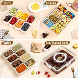 Snackle Box Container,Divided Clear Snack Box Serving Tray with Lid and Handle,8 Compartments Snack Tray,Portable Travel Snack Container,Perfect for Party, Travel, & Picniccnic（1 Pack）