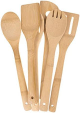 6 Piece Wooden Cooking Utensils, Natural Bamboo Nonstick Kitchen Spoons Spatula Sets for Cooking