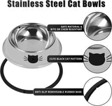 2Pcs Cat Bowls Non-Slip Stainless Steel Small Cat Food Bowls Unbreakable Thicken Cat Feeder 7 Oz Cat Dishes Suitable for Indoor Small Pets Removable Rubber Base Easily Clean Lovely Color