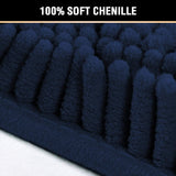 Navy Blue Bath Rug, Mat Non Slip Mats for Bathroom Floor, Rug Extra Thick Chenille 17" x 24" Absorbent Soft Shaggy Washable Dry Fast Plush Rugs Bathtubs