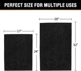Black Bathroom Rug Set 2 Piece, Bath Mats for Floor, Super Thick Soft Shaggy Chenille Machine Washable, Dry Fast Water Absorbent Mats(20" x 32"/17" 24") 20" 32" Plus 17" 24"