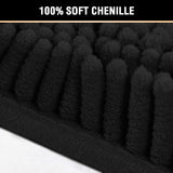 Black Bathroom Rug Set 2 Piece, Bath Mats for Floor, Super Thick Soft Shaggy Chenille Machine Washable, Dry Fast Water Absorbent Mats(20" x 32"/17" 24") 20" 32" Plus 17" 24"
