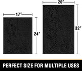 Black Bathroom Rug Set 2 Piece, Bath Mats for Floor, Super Thick Soft Shaggy Chenille Machine Washable, Dry Fast Water Absorbent Mats(20" x 32"/17" 24") 20" 32" Plus 17" 24"