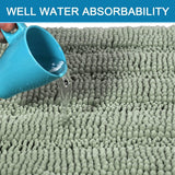 3 Piece Bathroom Rugs Sets Thick Striped Bath Set for Non Slip Soft Absorbent Mat Tub, Shower and Toilet(17''x24''+20''x32''+20''x24'' U-Shaped, Sage) Sage 17" x 24" + 20" 32" U Shape