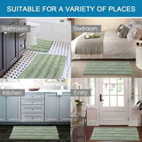3 Piece Bathroom Rugs Sets Thick Striped Bath Set for Non Slip Soft Absorbent Mat Tub, Shower and Toilet(17''x24''+20''x32''+20''x24'' U-Shaped, Sage) Sage 17" x 24" + 20" 32" U Shape