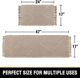Waffle Bath Mat Super Absorbent Boho Non Slip Rugs for Bathroom Floor Machine Washable Dry Fast with Tassels (47 x 17 Plus 24 Inches, Irish Cream) Cream 47" 17" 24"