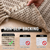 Waffle Bath Mat Super Absorbent Boho Non Slip Rugs for Bathroom Floor Machine Washable Dry Fast with Tassels (47 x 17 Plus 24 Inches, Irish Cream) Cream 47" 17" 24"