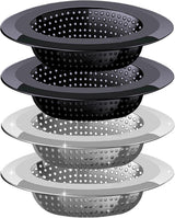 Kitchen Sink Drain Strainer, 4 Pack Stainless Steel and Black Mesh Strainer for with Large Wide Rim 4.5" Diameter, Filter 3" Basket Food Catcher -