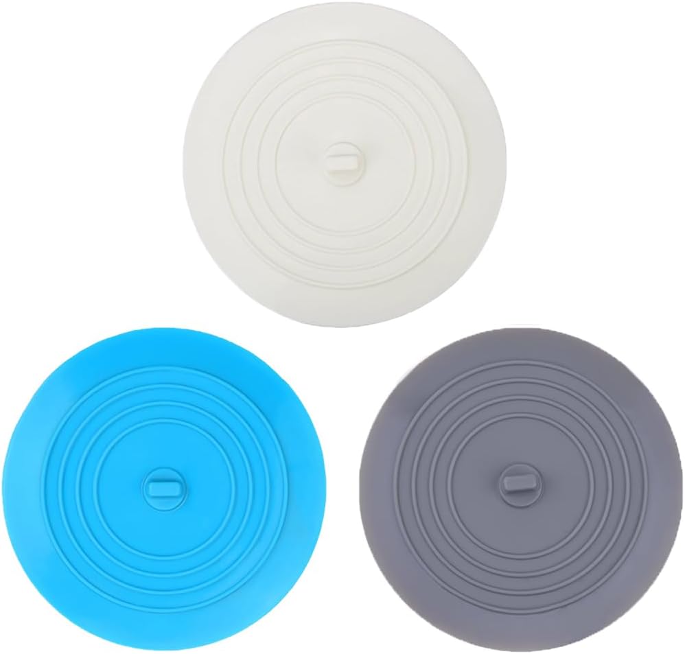 Bathtub Drain Stopper 3 Pack,  5inch Tub Cover, Silicone Bath Plug Essentials Flat Suction for Kitchen Bathroom Laundry Accessories -