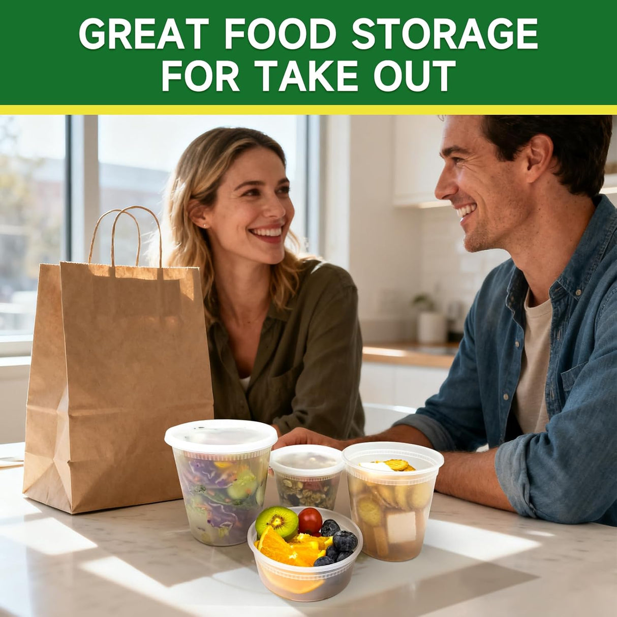 50 Set 32 oz Deli Containers with Lids, Leak-Proof BPA Free Plastic Take Out Bowls, Food Storage for Takeout Meal Prep Storage, Freezer, Microwave & Dishwasher Safe -