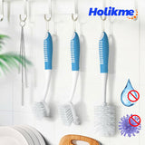 6 Pack Dish Brush Set with Bottle Brush, Scrub Pan and 3 Straw Brushes, Deep Cleaning Handle Scraper Tip for Kitchen Sink Dishes Cup Pot Pans (Blue) -